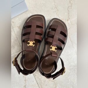 Celine Triomphe leather sandal